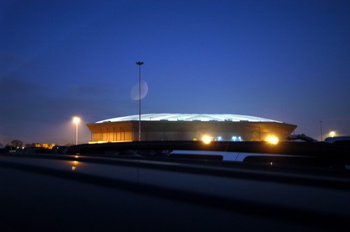 Silverdome Drive-In Theatre - Dome Looms Behind Us (newer photo)